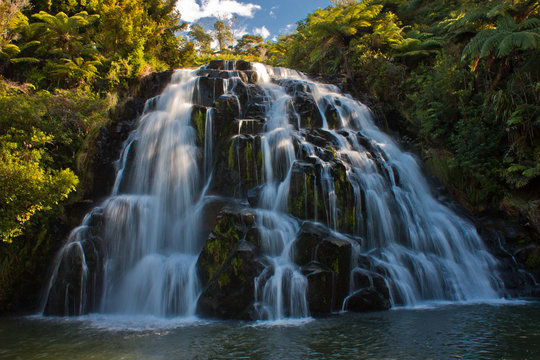 Beautiful waterfalls at town of Waihi, North island of New Zealand