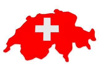 3d Illustration of Switzerland Map With Swiss Flag Isolated On White Background