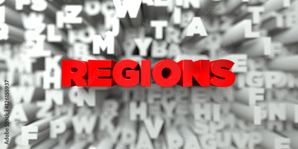 Fototapete regions - red text on typography background - 3d rendered royalty free stock image. this image can b