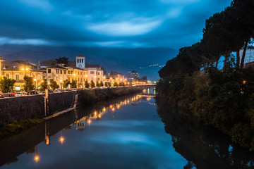View of Fiume Liri by night, Sora, Ciociaria