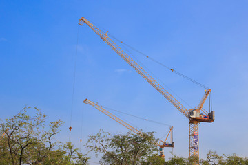 Tower crane. Blue sky