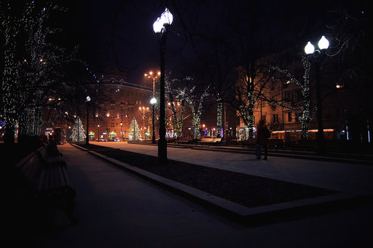 New Year's photos of the city, city street illumination