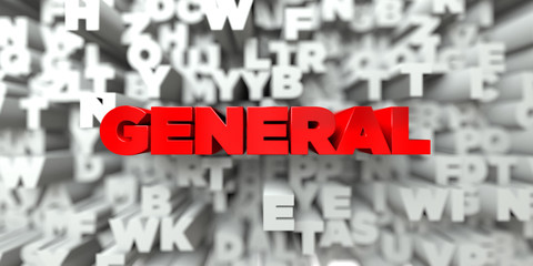 GENERAL -  Red text on typography background - 3D rendered royalty free stock image. This image can be used for an online website banner ad or a print postcard.