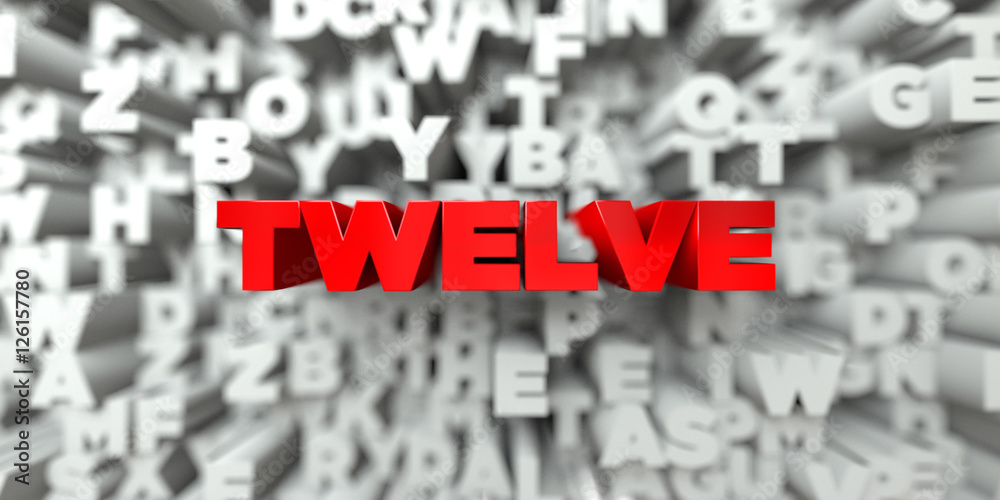 Fototapete twelve - red text on typography background - 3d rendered royalty free stock image. this image can be