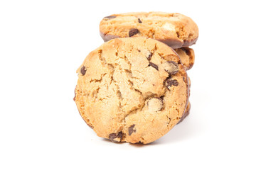 Chocolate chip cookie isolated on white