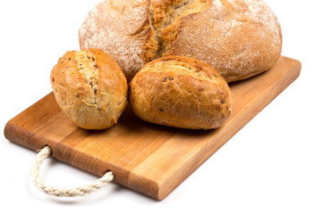 fresh baked bread isolated on white