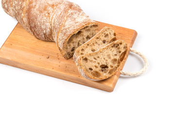 sliced bread on cutting board