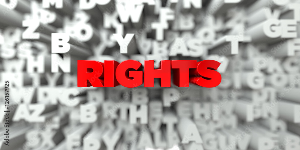 Fototapete rights - red text on typography background - 3d rendered royalty free stock image. this image can be