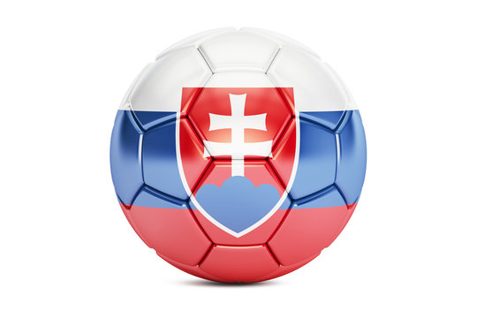 soccer ball with flag of Slovakia, 3D rendering