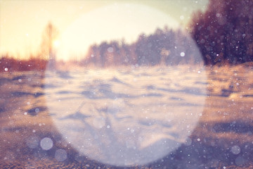 blurred winter background with a circle for the text of nature