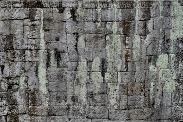 Mortarless stone block wall, Prasat Ta Prohm Temple, Angkor, Siem Reap, Cambodia