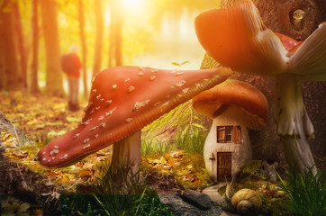 Obraz premium bajkowy dom grzybowy