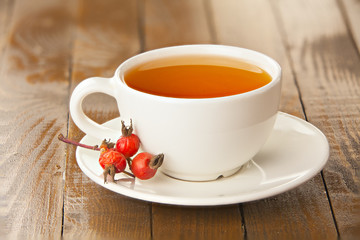 delicious hot tea from red rosehip