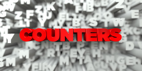 COUNTERS -  Red text on typography background - 3D rendered royalty free stock image. This image can be used for an online website banner ad or a print postcard.