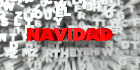 NAVIDAD -  Red text on typography background - 3D rendered royalty free stock image. This image can be used for an online website banner ad or a print postcard.
