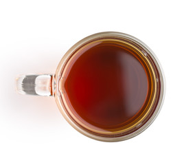 Tea in glass cup.