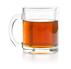 Tea in glass cup.