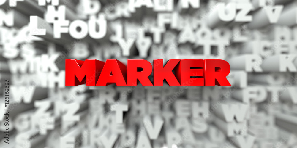 Fototapete MARKER -  Red text on typography background - 3D rendered royalty free stock image. This image can be used for an online website banner ad or a print postcard.