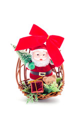 Christmas decoration with Santa Claus isolated on white background.
