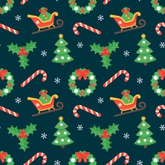 Seamless flat Christmas pattern of traditional decoration elements