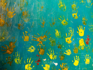 Child's palm, mural/Kindergarten children's mural.