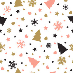 Christmas seamless pattern. Cute background with Christmas tree,