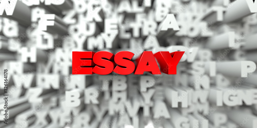 Fototapete essay - red text on typography background - 3d rendered royalty free stock image. this image can be 