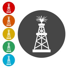 Oil rig icons set 
