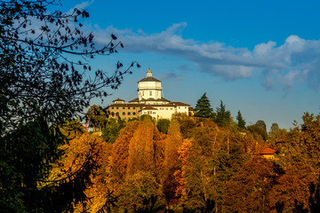 Colorfull italian park with trees and autumn colors