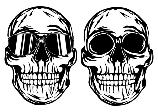 Skull and skull in sunglasses