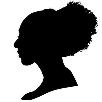 recommend clip art: woman's head in profile. Vector Black silhouette of the bust