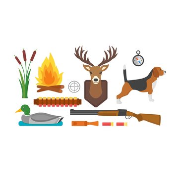 Hunting symbols vector set.