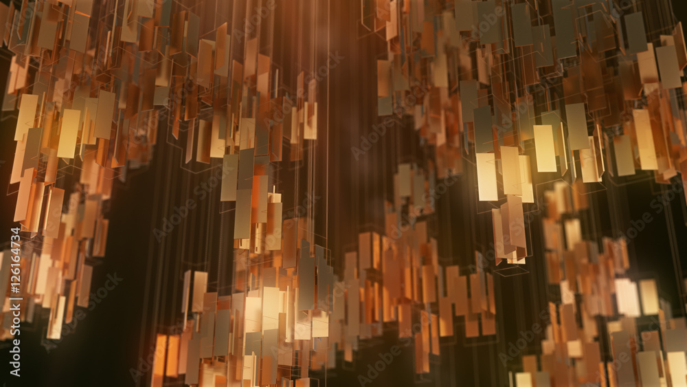 Poster Golden rectangles abstract futuristic background. 3d rendering