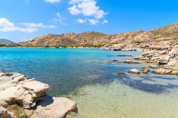 Crystal clear turquoise sea water of Kolymbithres beach, Paros island, Greece