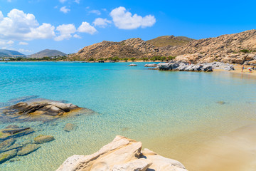 Crystal clear turquoise sea water of Kolymbithres beach, Paros island, Greece