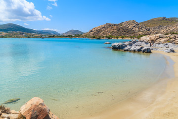 Crystal clear azure sea water of Kolymbithres beach, Paros island, Greece