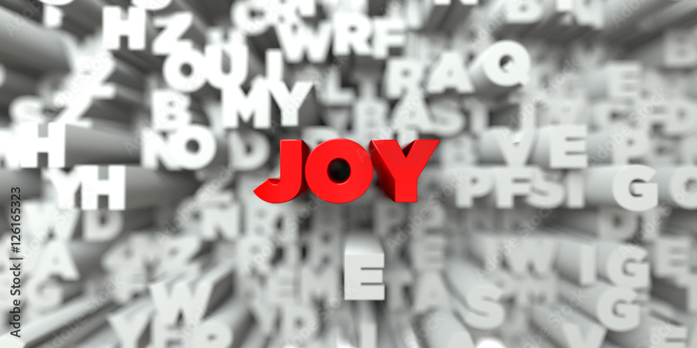 Fototapete joy - red text on typography background - 3d rendered royalty free stock image. this image can be us