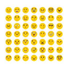 Set of emoticons. Avatars. Cute emoji icons. Flat design. Big co