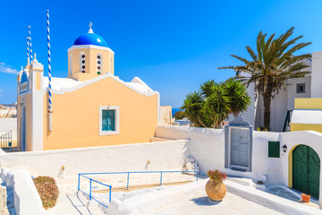 Typical church in Oia village on Santorini island, Greece