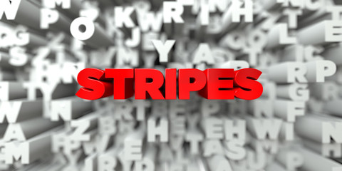 STRIPES -  Red text on typography background - 3D rendered royalty free stock image. This image can be used for an online website banner ad or a print postcard.