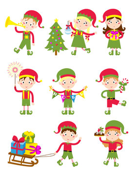 Elf helpers vector illustration