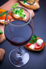 Brushetta set for wine