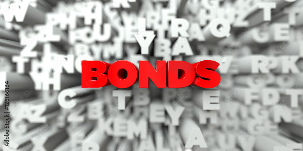 Fototapete bonds - red text on typography background - 3d rendered royalty free stock image. this image can be 