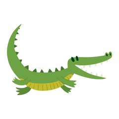 Cute crocodile character vector