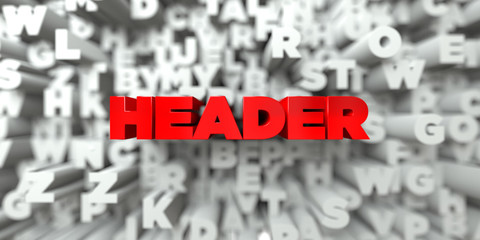 HEADER -  Red text on typography background - 3D rendered royalty free stock image. This image can be used for an online website banner ad or a print postcard.
