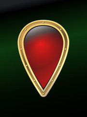 Red ancient Russian shield on dark background. Editable Illustration.
