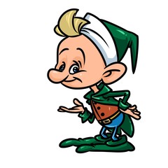 Little dwarf elf cartoon illustration isolated image character