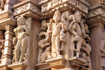 Sculptures of loving couples, mythical figures