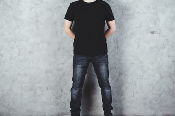 Man in black t-shirt