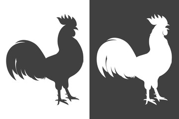 Vector rooster s silhouettes, symbol of 2017. © gomolach
